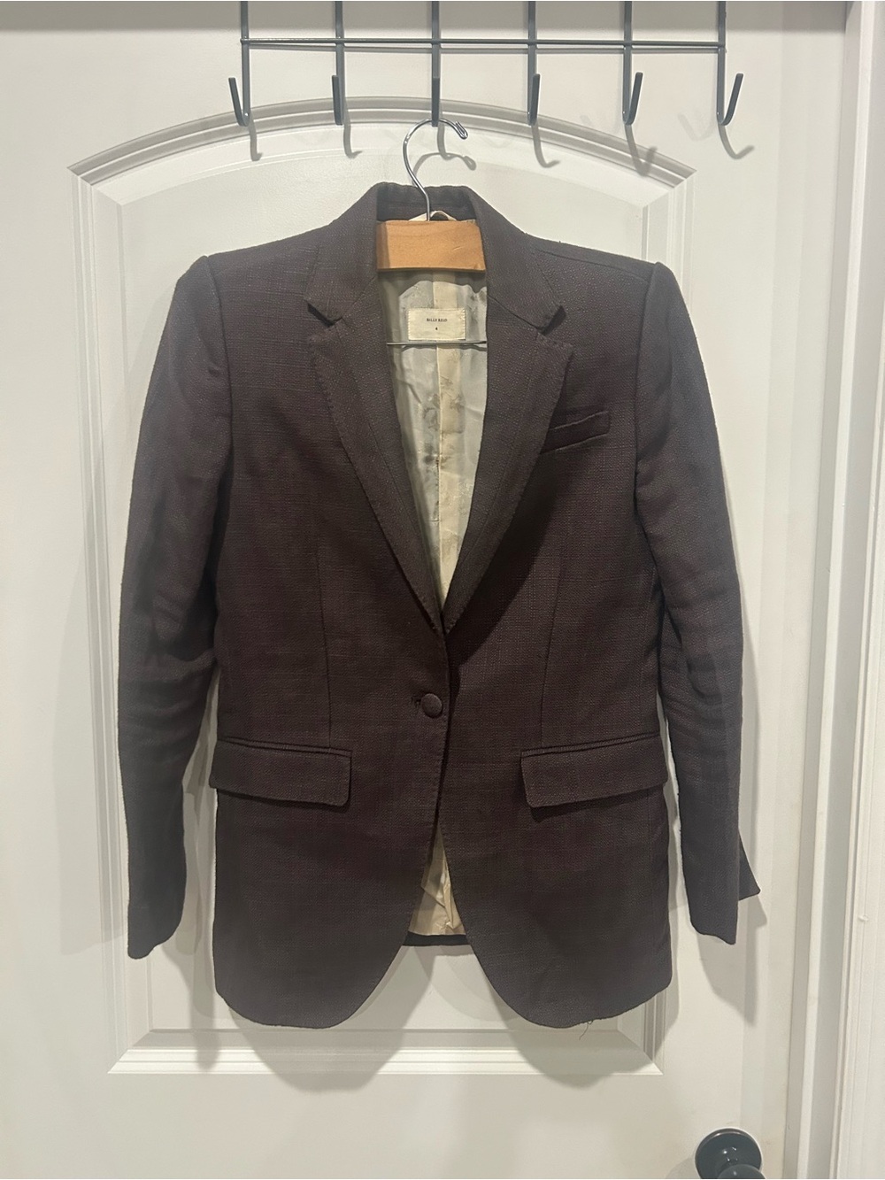 Billy Reid Dark Brown Textured Single-Button Blazer